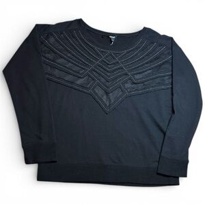 NWOT Buffalo David Bitton Black Sweatshirt Metal Studs Mesh Design sz L